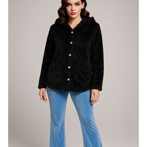 Jouicy Couture Y2K Velvet Pant Fleece Sweater Hoodie OUTFIT SET LARGE Black Blue